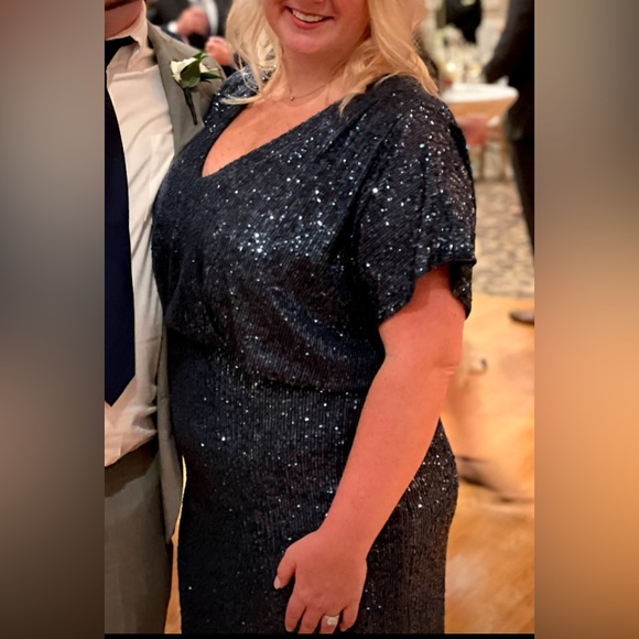 Vince camuto blue sequin cocktail dress - Picture 4 of 13